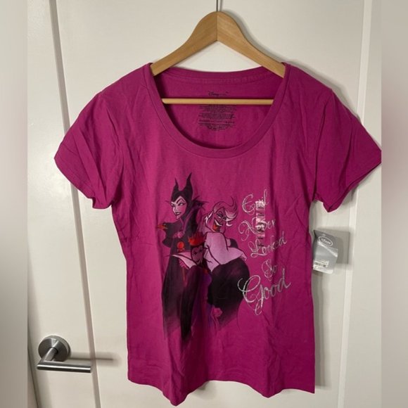 BNWT Disney Store Villains “Evil Never Looked So Logo” T-Shirt Sparkly Purple L - Picture 3 of 7
